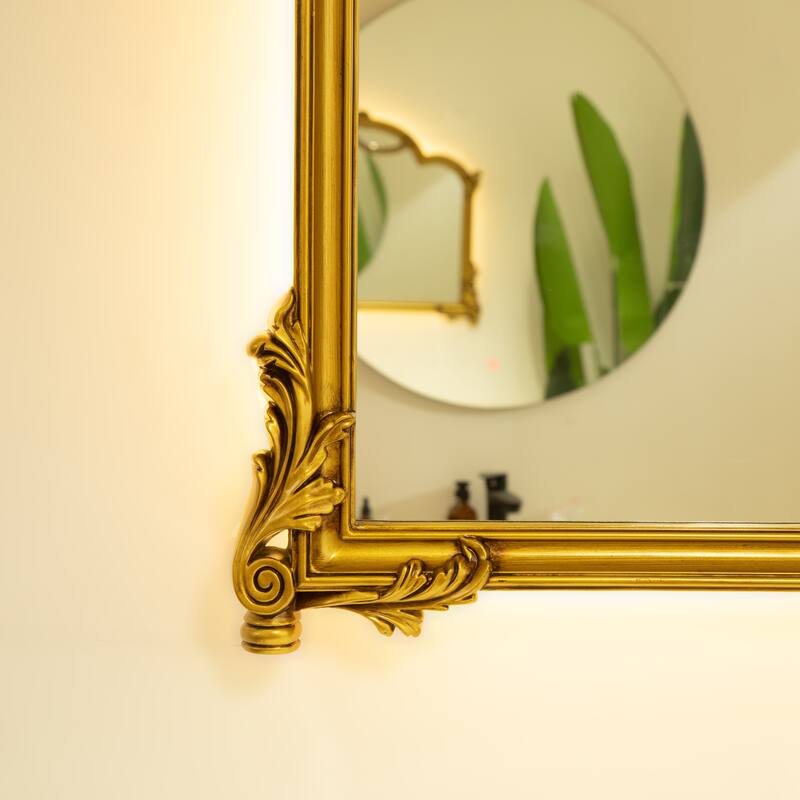VITI Baroque Revival Ornate Golden Frame PU Mirror - Bathroom, Bedroom, Living Room - Silver