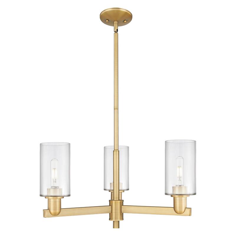 Innovations Lighting Endless Possibilities Arcadia - Clymer - 3 Light 26" Stem Hung Chandelier - Clear/Brushed Brass