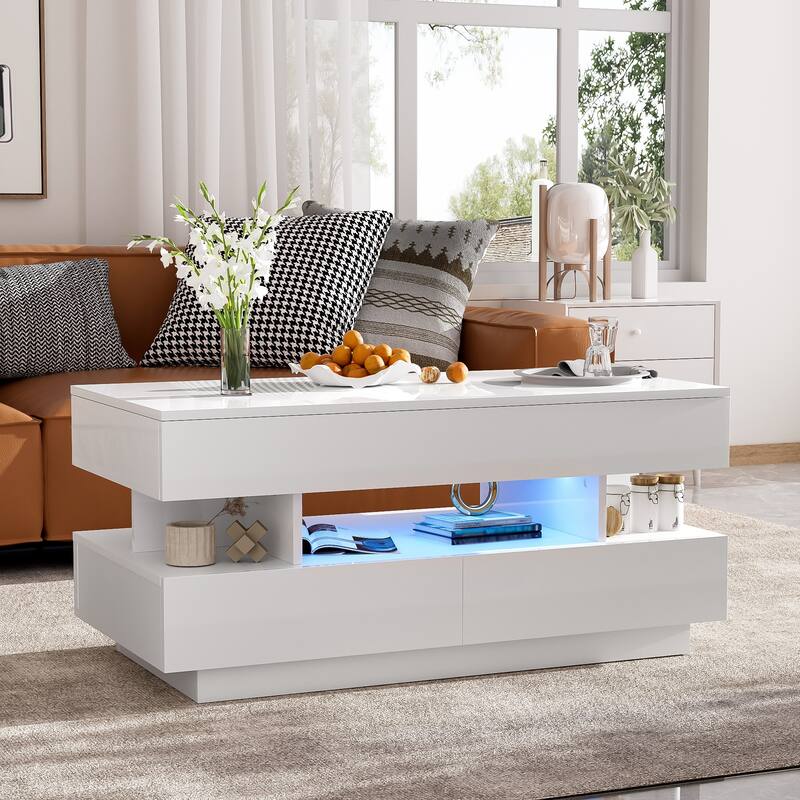 Modern Coffee Table with ift-Top and LED Strips
