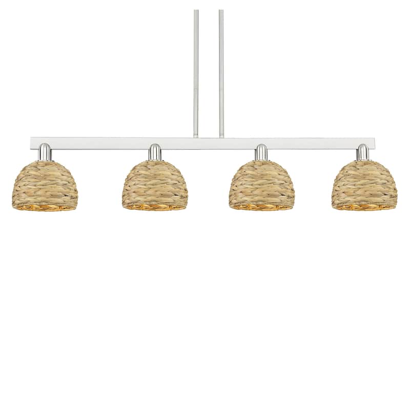 Innovations Lighting 716-4I-10-51 Woven Rattan Linear Woven Rattan 4 - Brushed Satin Nickel / Natural