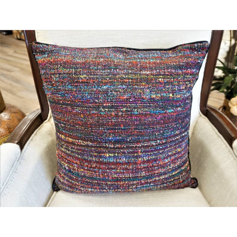 Home&Manor Firestone Vintage Raw Silk Pillow 18'