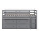 preview thumbnail 30 of 144, Twin/Full Size Low Loft Bed with Retractable Writing Desk and 4 Drawers, Wooden Loft Bedframe w/ Lateral Portable Desk & Shelves