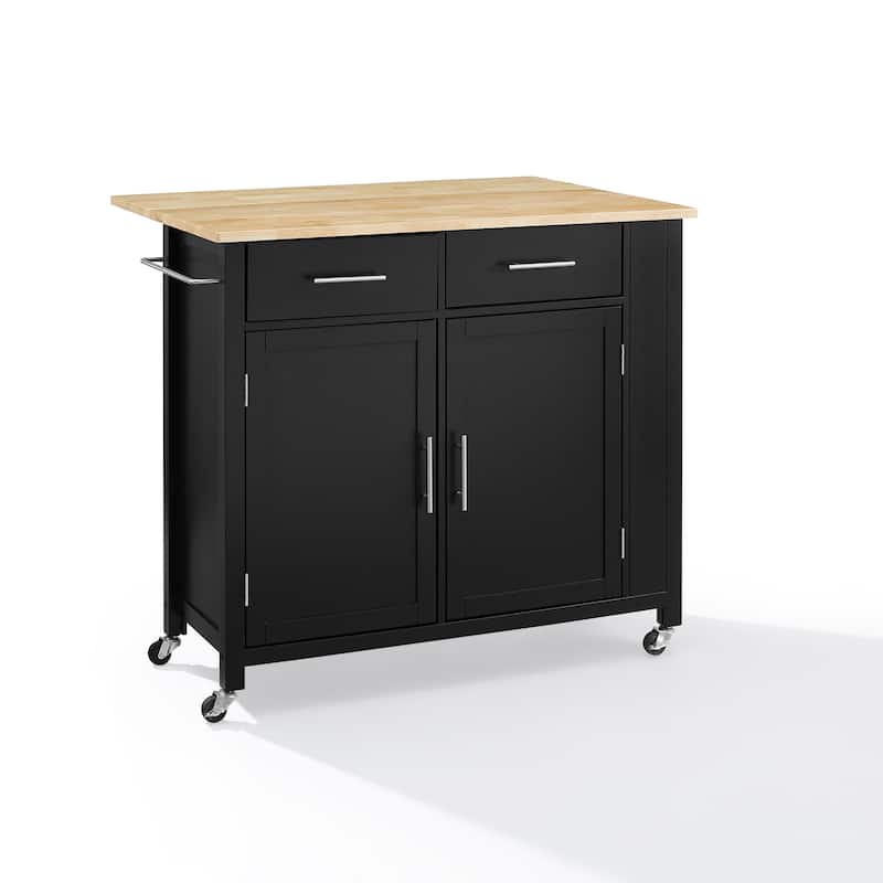 Crosley Savannah Wood Top Drop Leaf Kitchen Island/Cart - 30"d x 42"w x 37"h