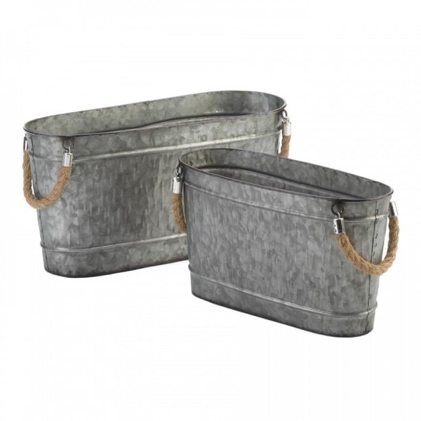 Galvanized Oblong Bucket Set Of 2