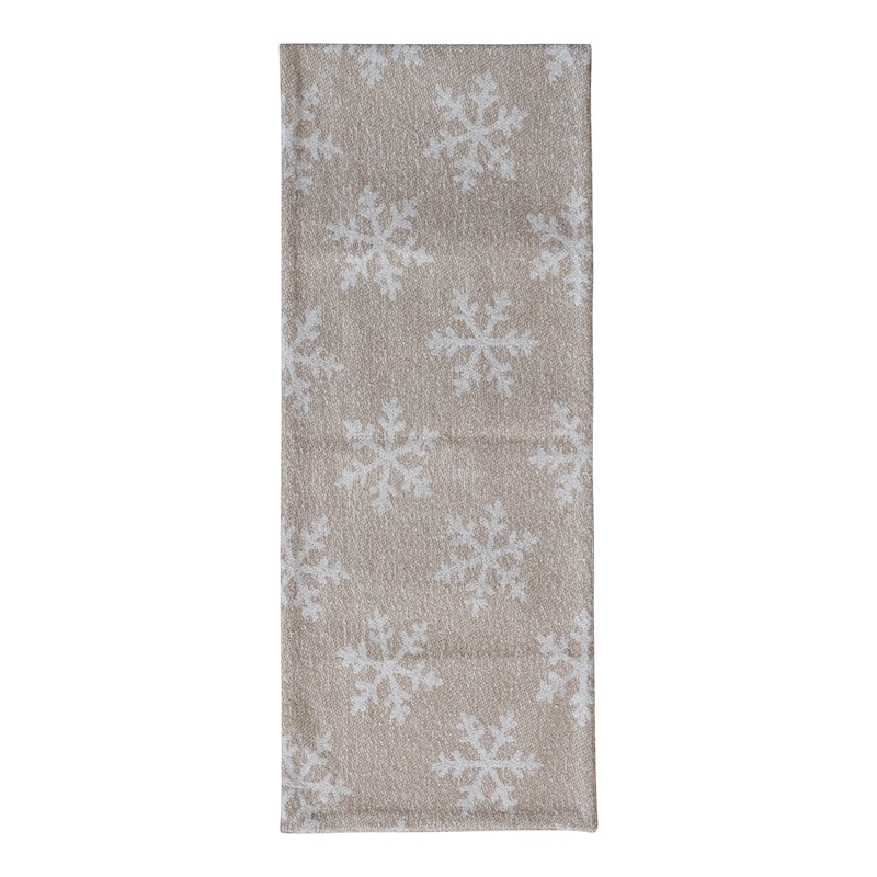 Woven Fabric Jacquard Table Runner with Snowflake Pattern - Beige;Natural