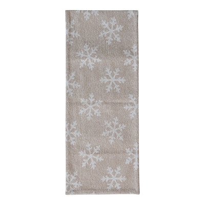 Woven Fabric Jacquard Table Runner with Snowflake Pattern