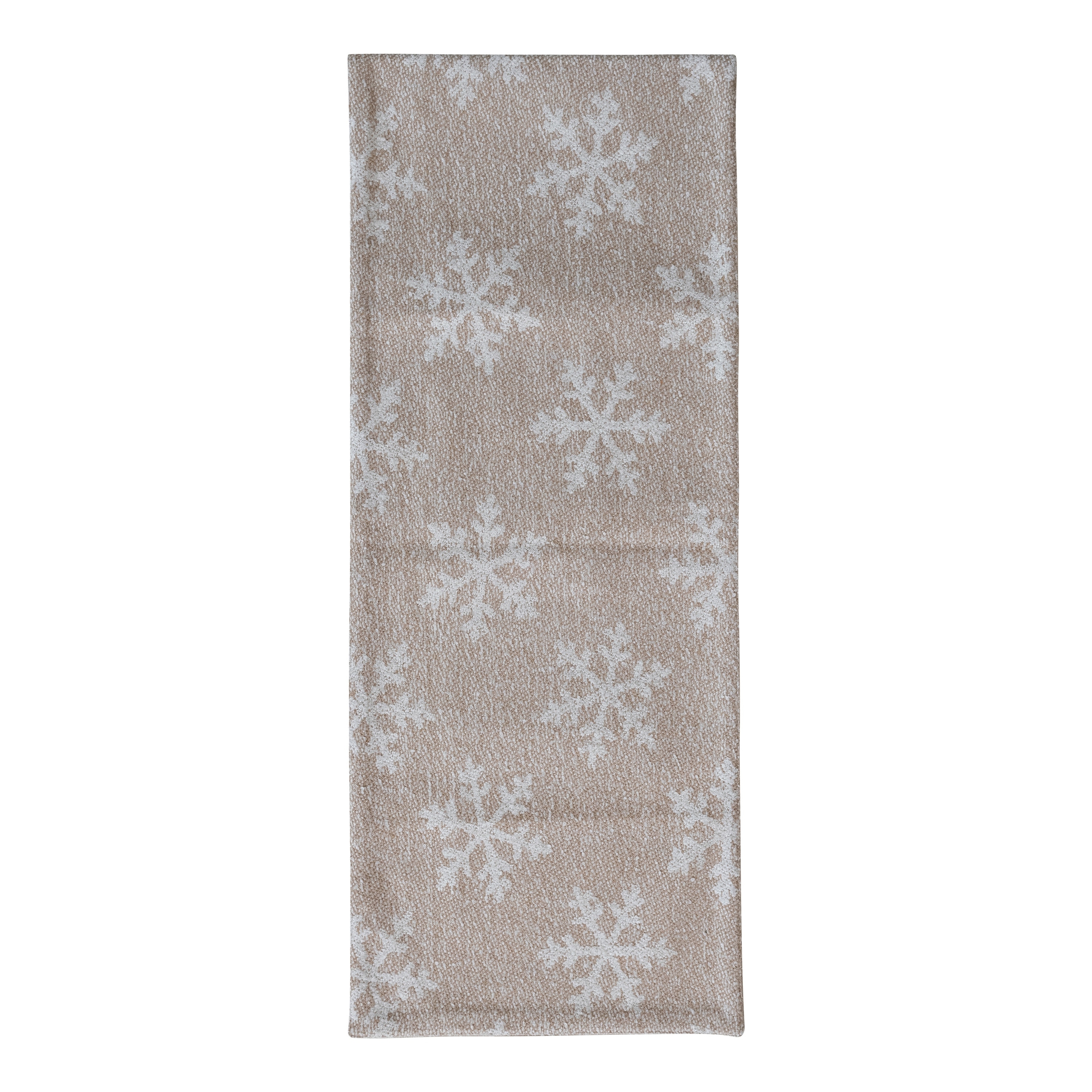 Woven Fabric Jacquard Table Runner with Snowflake Pattern