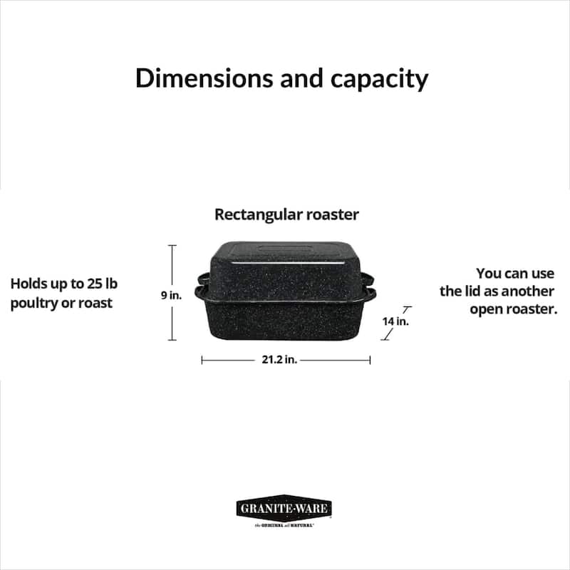 Granite Ware Covered Rectangle Roaster - 21-Inch
