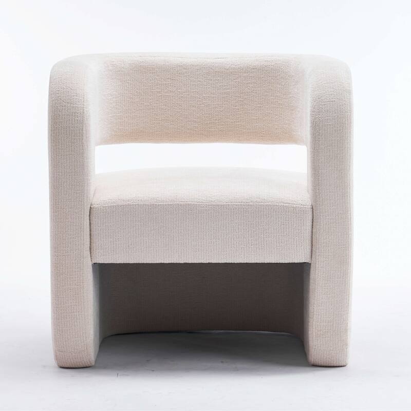 Set of 1 Square Barrel Shaped Boucle Upholstered Accent Armchair