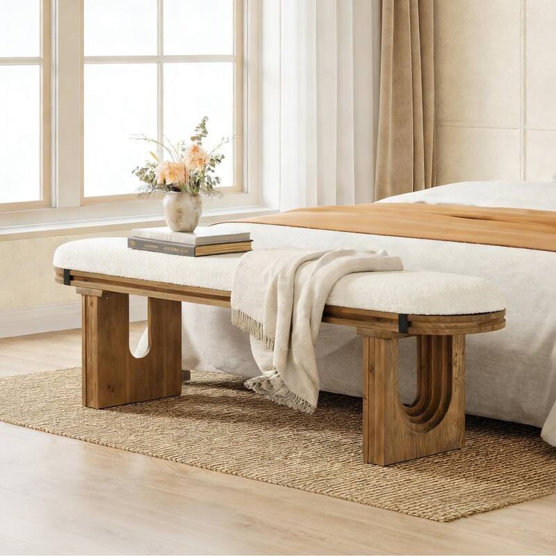 47.24" Bedroom Bench, Upholstered Bench for Bedroom End of Bed