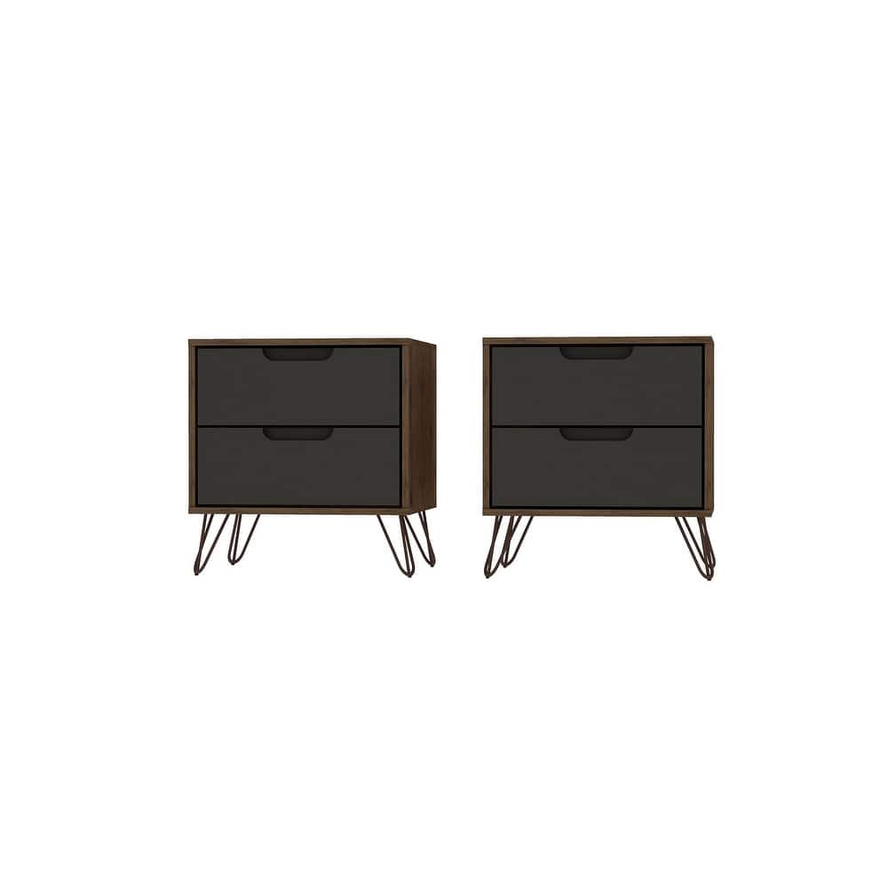 Manhattan Comfort Rockefeller 2-Drawer Nightstand (Set of 2)