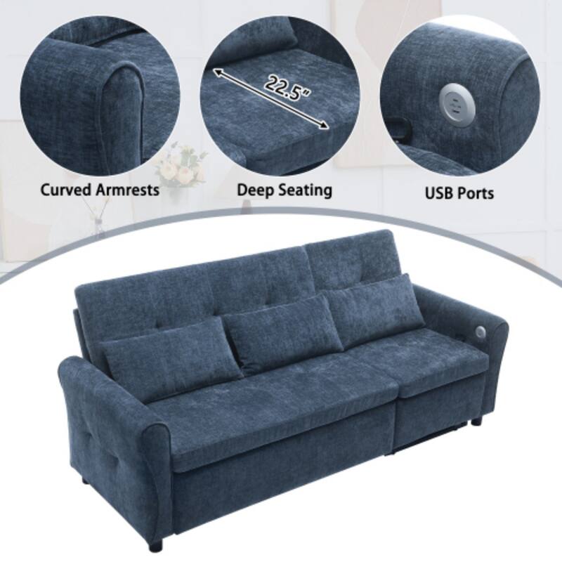 2-in-1 Sofa with Pull-Out Sleeper & Reversible Recliner by Harper&Bright Designs