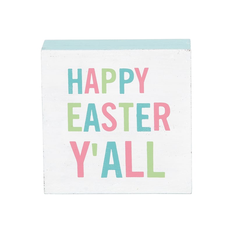 Happy Easter Y'All Wood Block Shelf Sitter Centerpiece
