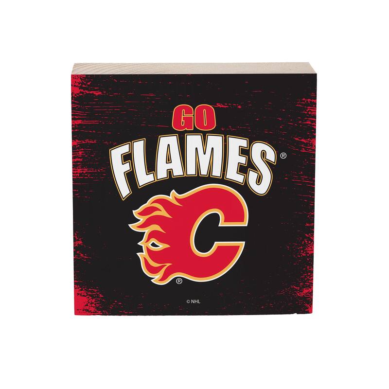 Calgary Flames Wooden Tabletop Mantel Shelf Sign
