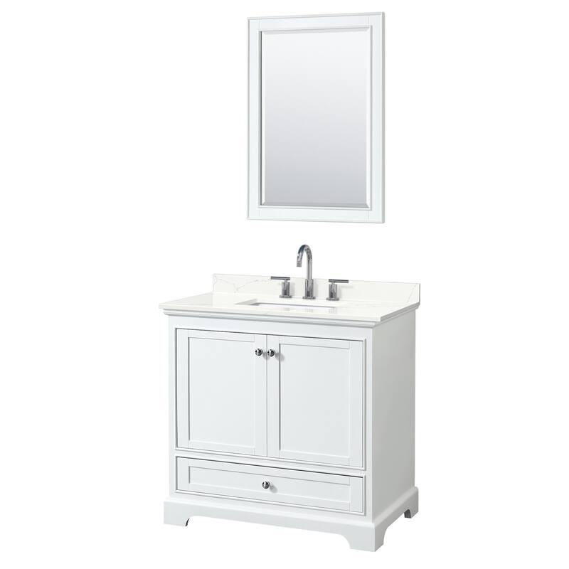 Wyndham Collection WCS202036S-QTZ-US3M24 Deborah 36" Free Standing - White / Giotto Quartz Top / Polished Chrome