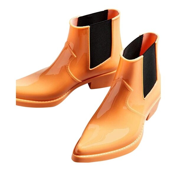 calvin klein orange rubber boots