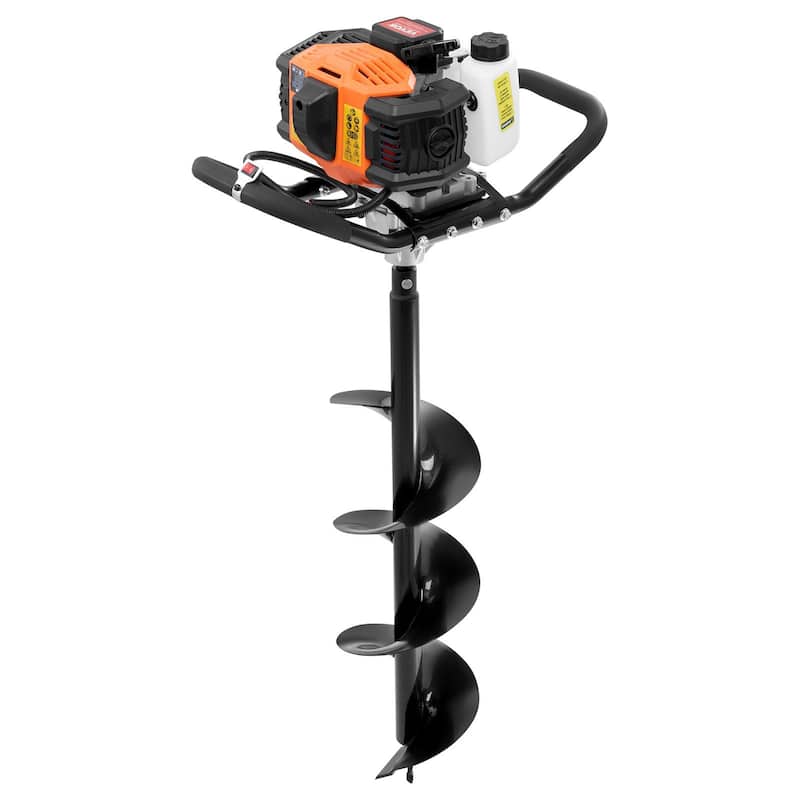 Gas Post Hole Digger 52CC 1450W with 8 inch Drill Bits with1 Extension Rod - Black