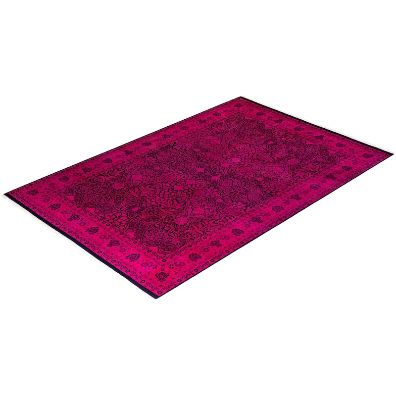 Contemporary Overdyed Wool Hand Knotted Area Rug - 6' 1" x 9' 1"