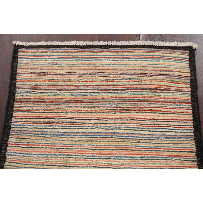 Modern Gabbeh Kashkoli Wool Area Rug Hand-knotted Home Decor Carpet - 2'6" x 3'9"