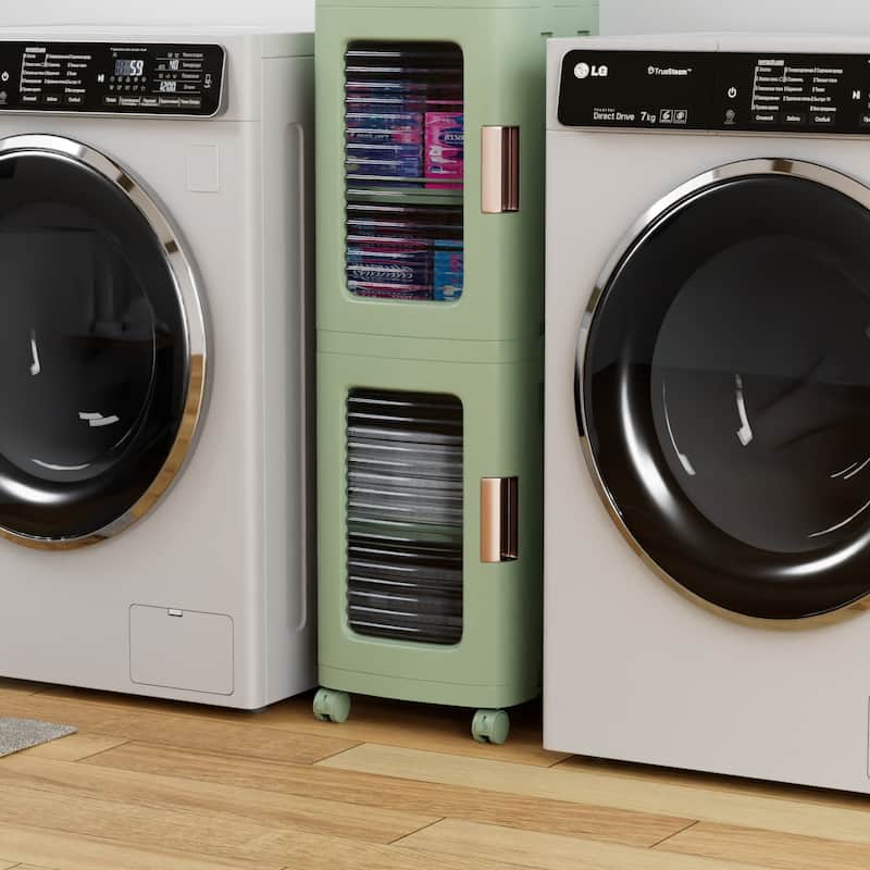 Javlergo 65" Narrow Tall Storage Bin 4 Tier Foldable Kitchen Storage Cabinet Organizer Freestanding Kitchen Pantry