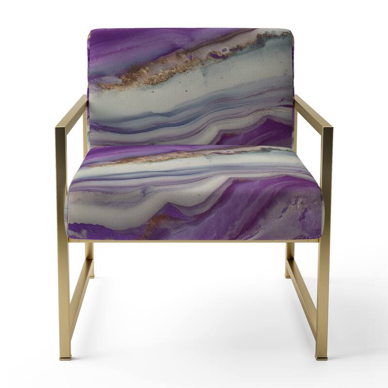 Designart "Coast Blue Sea Waves Watercolour" Upholstered Abstract Accent Chair - Modern Arm Chair For Bedroom