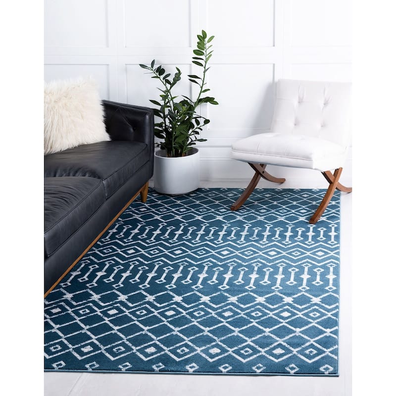 Contemporary Zala Collection Area Rug - 8'x10' - Dark Blue