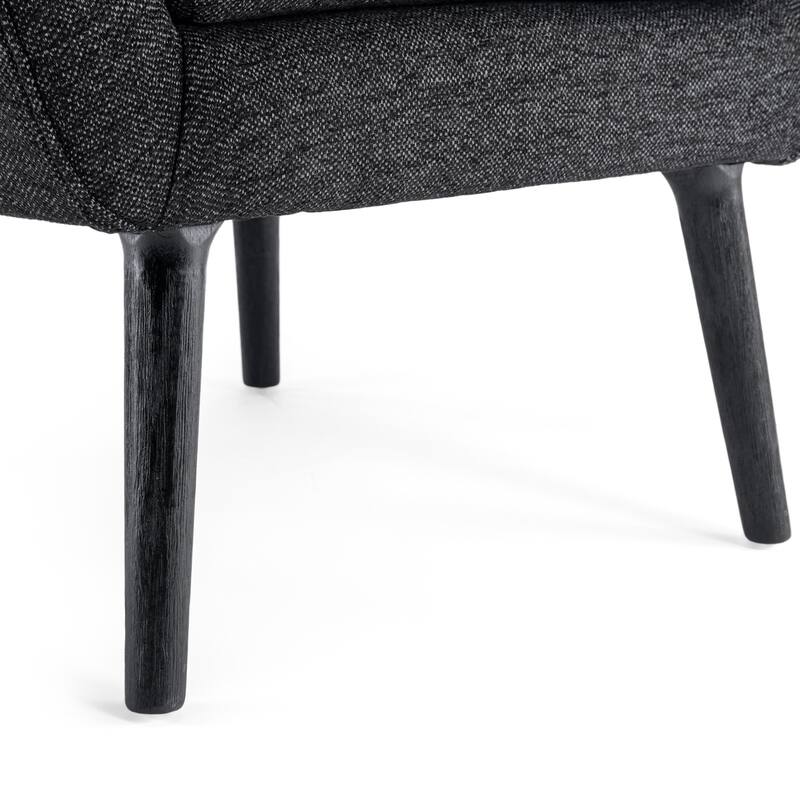 Modern 34.25" Upholstered Arm Chair with Oak Wood Legs and Wing Back