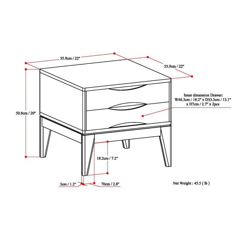 WYNDENHALL Pearson SOLID HARDWOOD 22 inch Wide Square End Side Table - 22 W x 22 D x 20 H