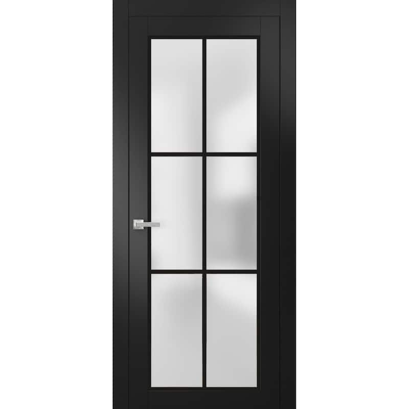 Solid French Door 18 x 80 Planum 2122 Matte Black| Bathroom - Black - 42" x 84"
