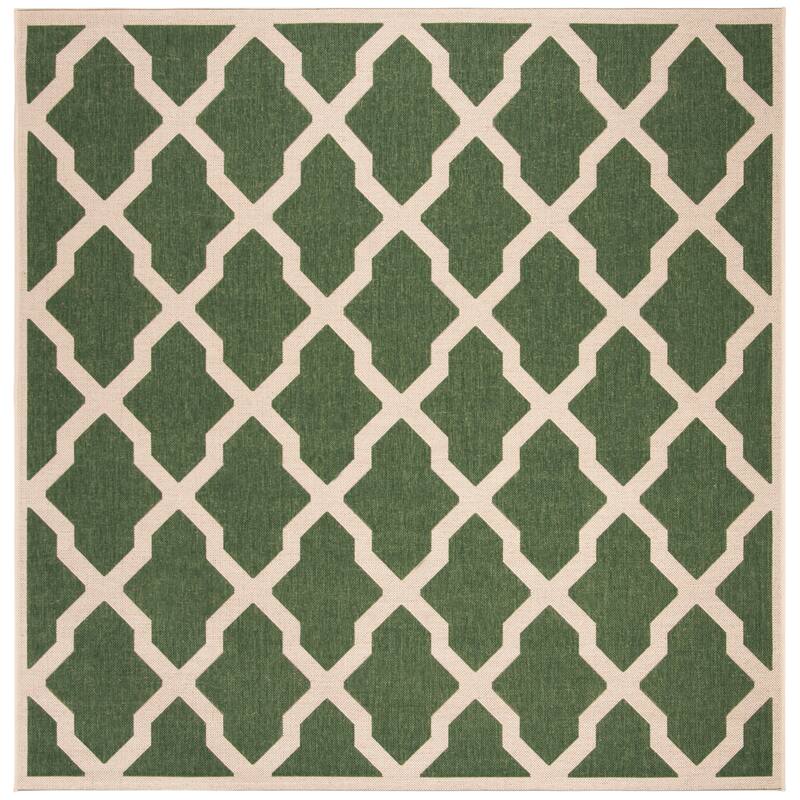 SAFAVIEH Linden Shirleyann Trellis Indoor/ Outdoor Patio Backyard Rug - 6'7" Square - Green/Creme