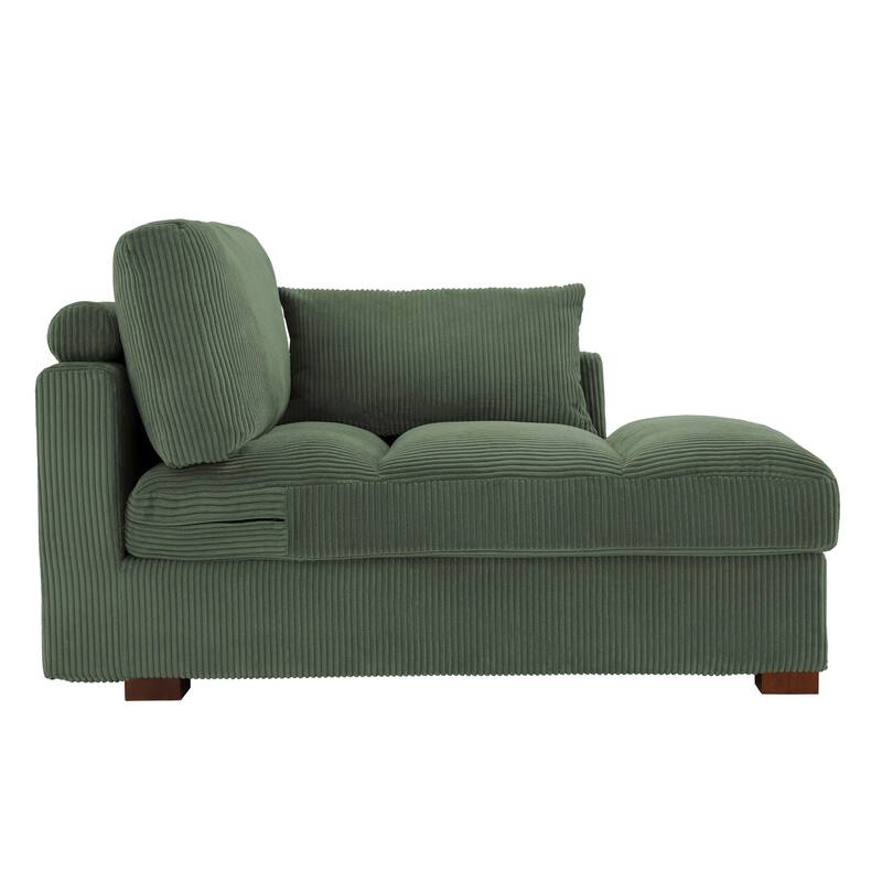 Oversize Corduroy Chaise Lounge Modular Sectional Sofa with Pillow