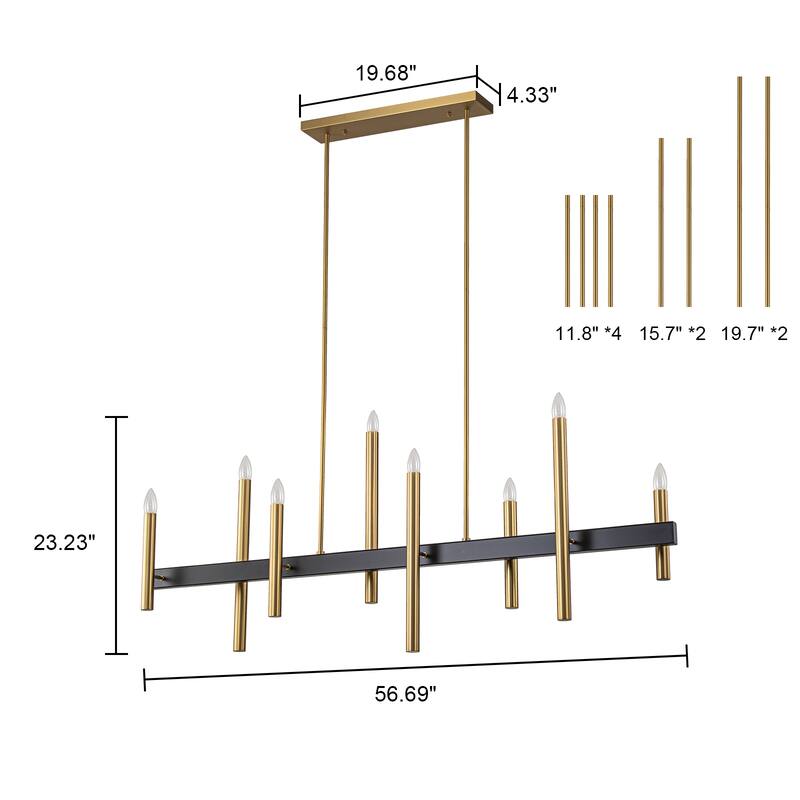 56.7'' 8-Light Linear Chandelier Kitchen Island Pendant