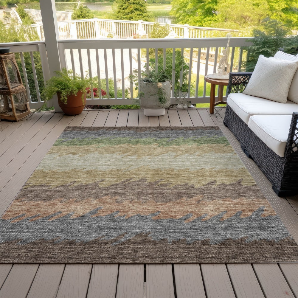Machine Washable Indoor/ Outdoor Chantille Abstract Ombre Rug