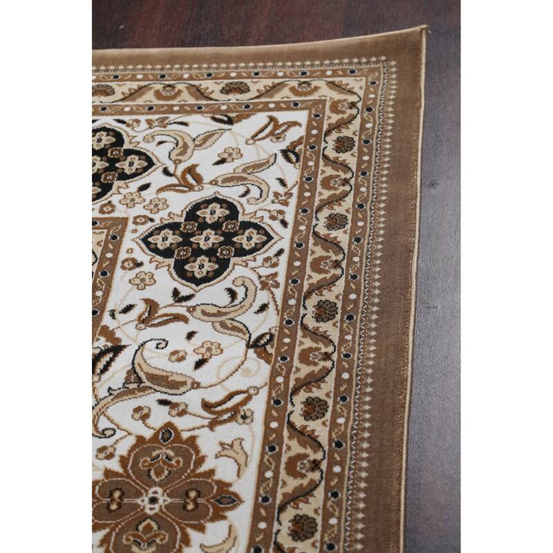 Traditional Brown Floral Oriental Tabriz Area Rug Turkish Carpet