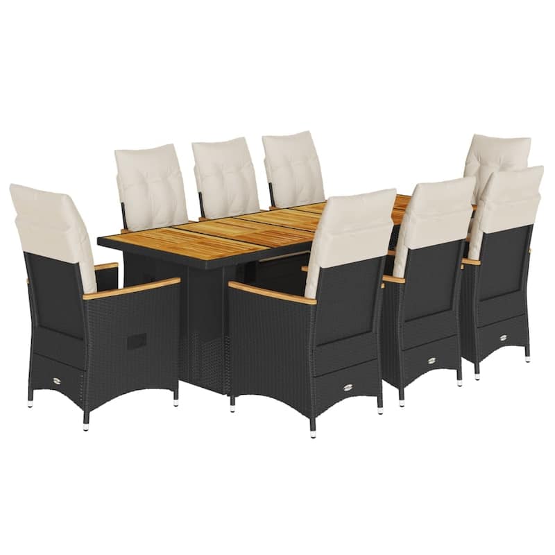 vidaXL Patio Bistro Set with Cushions Outdoor Garden Furniture Poly Rattan - 94.5 x 35.4 x 29.5