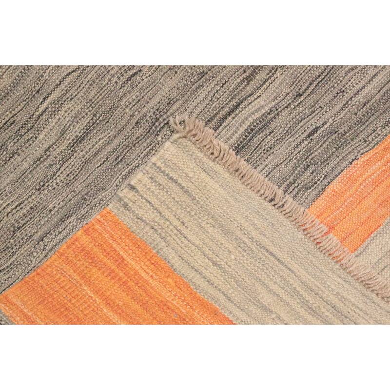 Hand Woven Oriental 100% Wool Carpet Southwestern Modern Greys & Charcoal Kilim Area Rug - 9' 7'' X 8' 4''