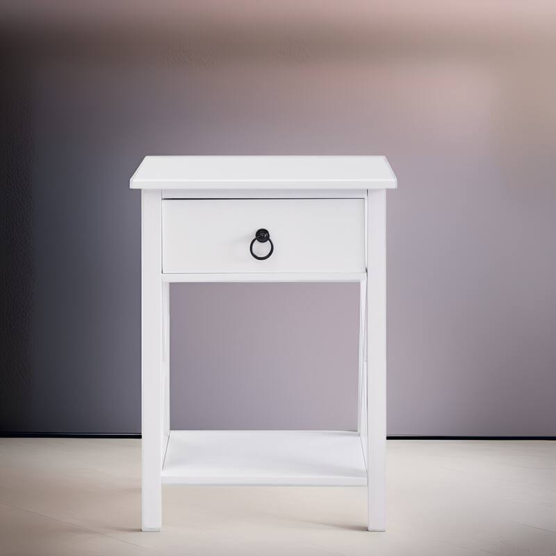 Space-Saving Wooden Side Table with Storage Drawer and Spacious Compartment