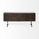 preview thumbnail 2 of 7, Xanti Brown Solid Wood Frame w/ Gold Metal Legs 4 Door Cabinet Sideboard - 70.0L x 18.0W x 30.0H