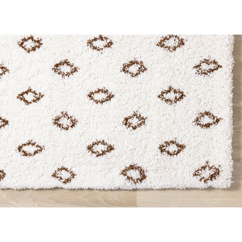Shiloh Collection - Cream Rust Diamonds Super Soft Thick Area Rug