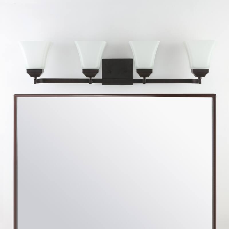 Staunton Iron/Glass Modern Cottage LED Vanity Light, Oil Rubbed Bronze by JONATHAN Y