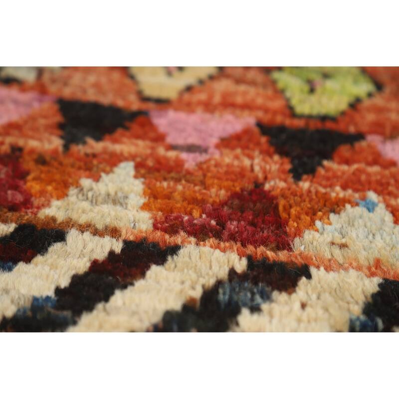 Moroccan Oriental Area Rug Handmade Orange Modern Wool Carpet - 6'5" x 9'8"