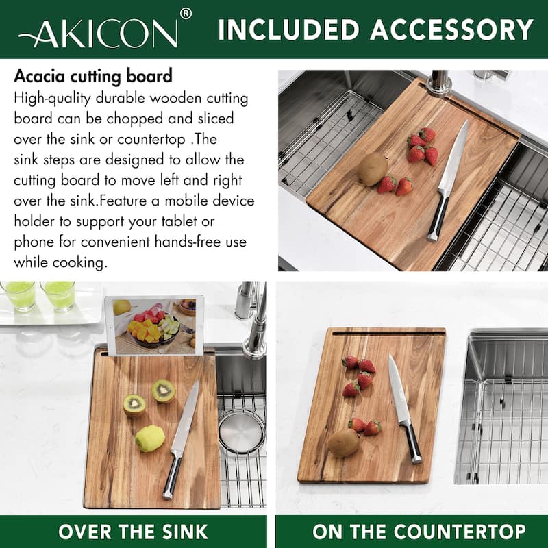 Undermount Handmade Workstation 304 Stainless Steel Kitchen Sink with grid cutting board colander drying rack and Strainer