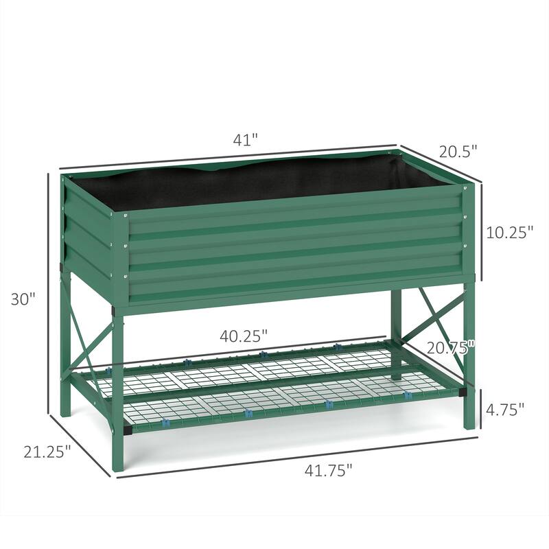 Elevated Gardening Bed with Bottom Storage Shelf for yard patio garden