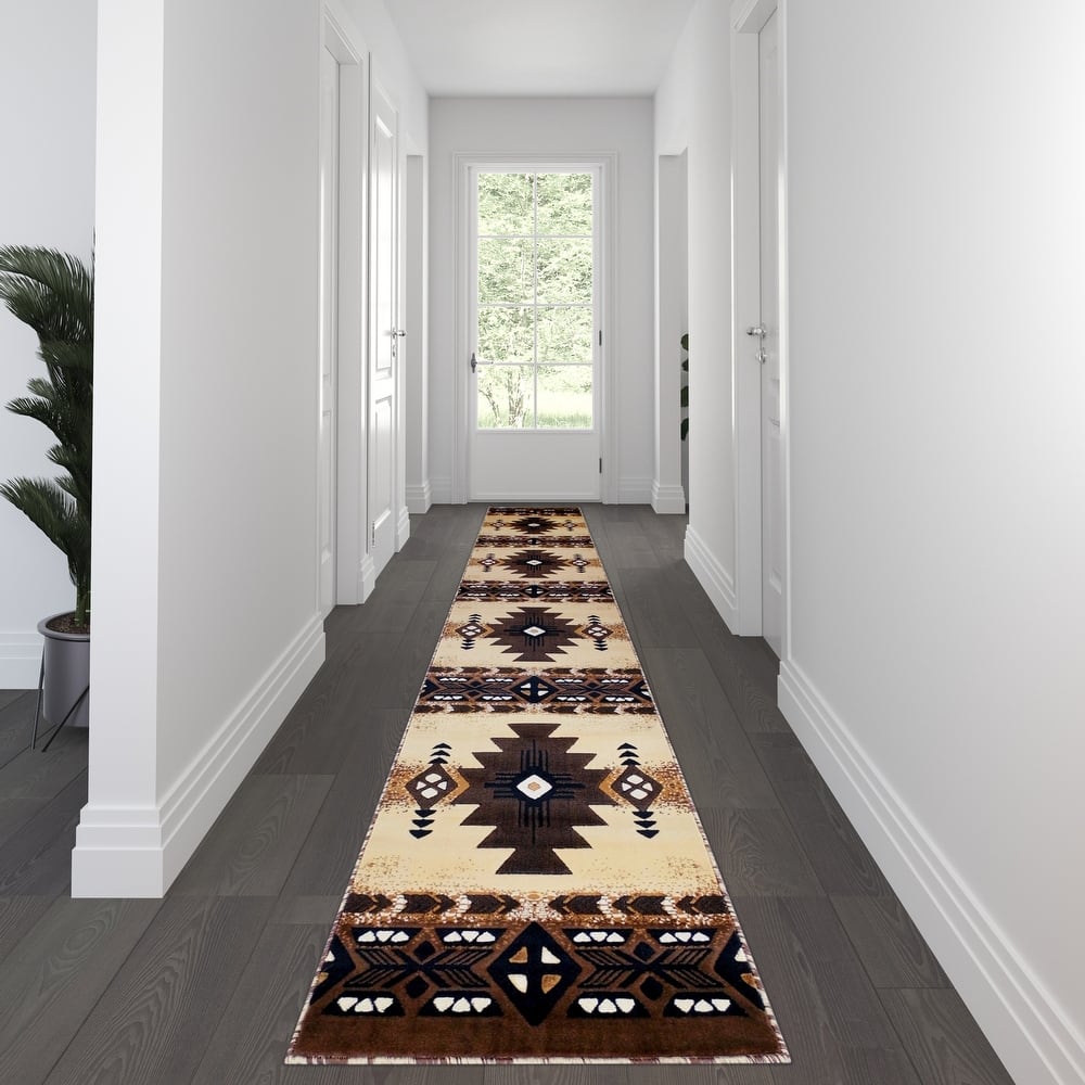 Traditional Southwestern Style Olefin Fiber Geometric Area Rug