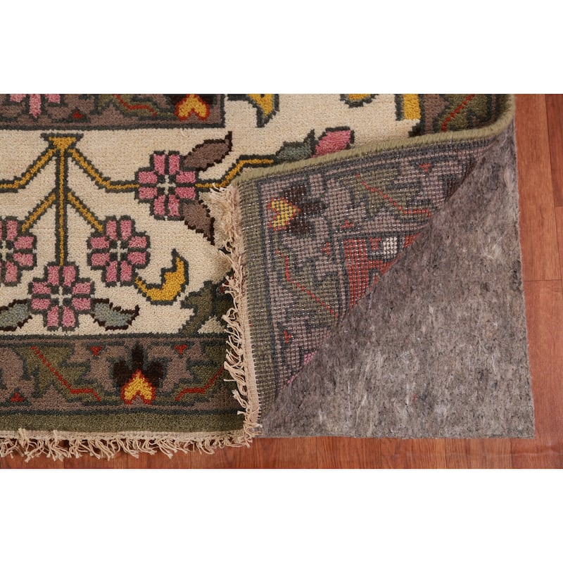 Hunting Animals Green Ziegler Indian Area Rug Handmade Wool Carpet - 9'1"x 11'11"