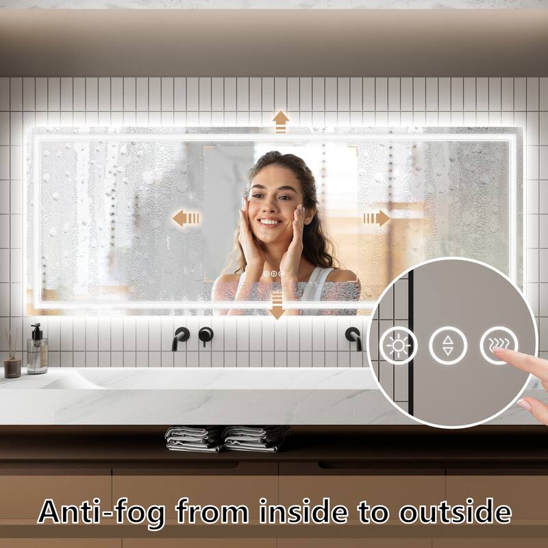 32''×84'' Wall-Mounted Bathroom Vanity LED Mirror with Anti Fog, Dimmable Touch Button, Front and Back Light