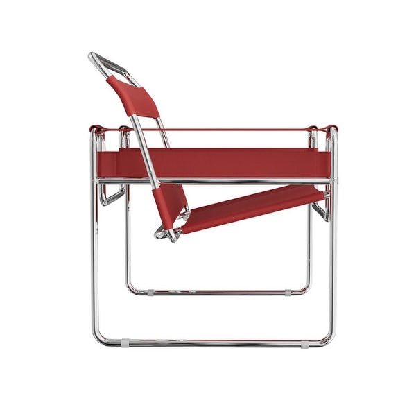 Momei Mid-Century Modern Saddle Leather Accent Chair with