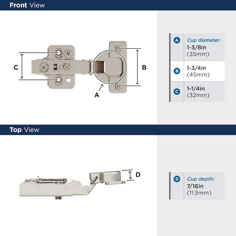 Amerock BP9239SCFR Full Overlay Frameless Soft Close Euro Concealed