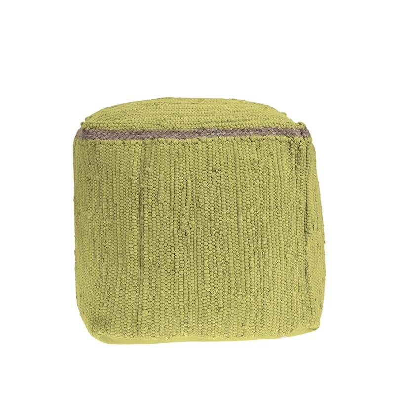 HomeRoots 18" Dark Gray And Natural Cotton And Jute Cube Pouf Ottoman