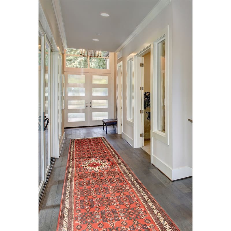 ECARPETGALLERY Hand-knotted Andelz Red Wool Rug - 2' 6" x 9' 7"